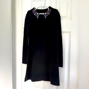 Milly Minis Gem Collar long sleeve black dress